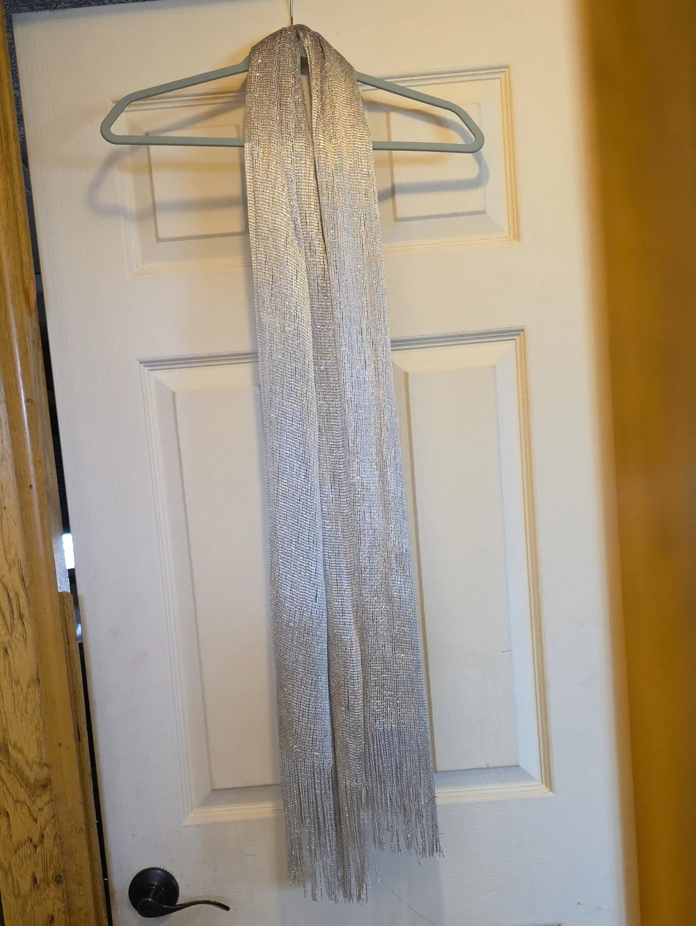 Silver Metallic Fringe Scarf - Elegant Home Accent